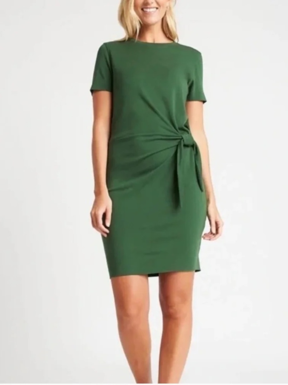 Kit & Ace Short Sleeve Brushed Tie Dress l  Size M l Green